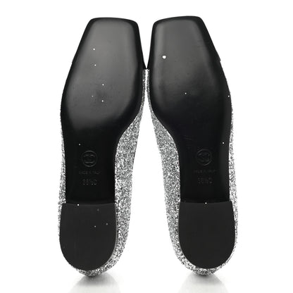 Chanel Glitter Fabric Patent Calfskin Mocassin Loafers 36.5 Black Silver 4 of 12