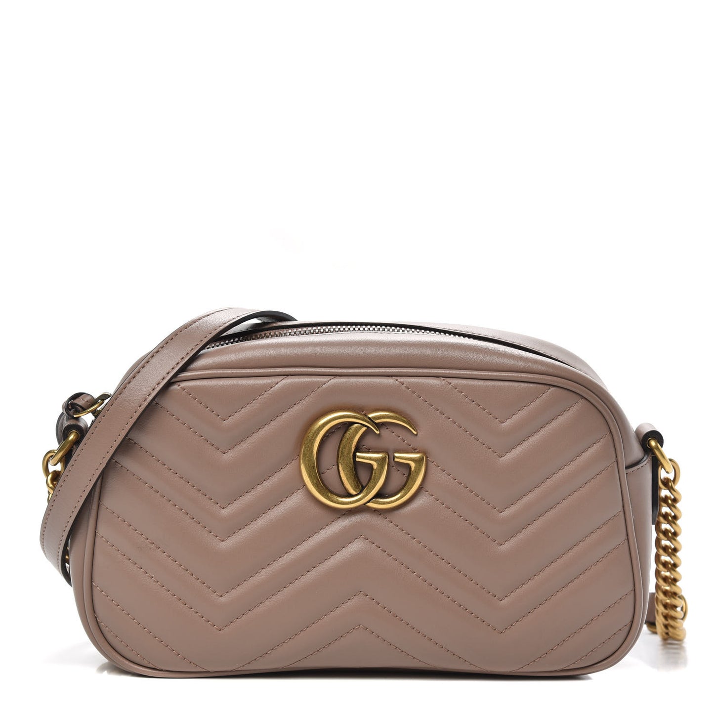 Calfskin Matelasse Small GG Marmont Chain Shoulder Bag Porcelain Rose