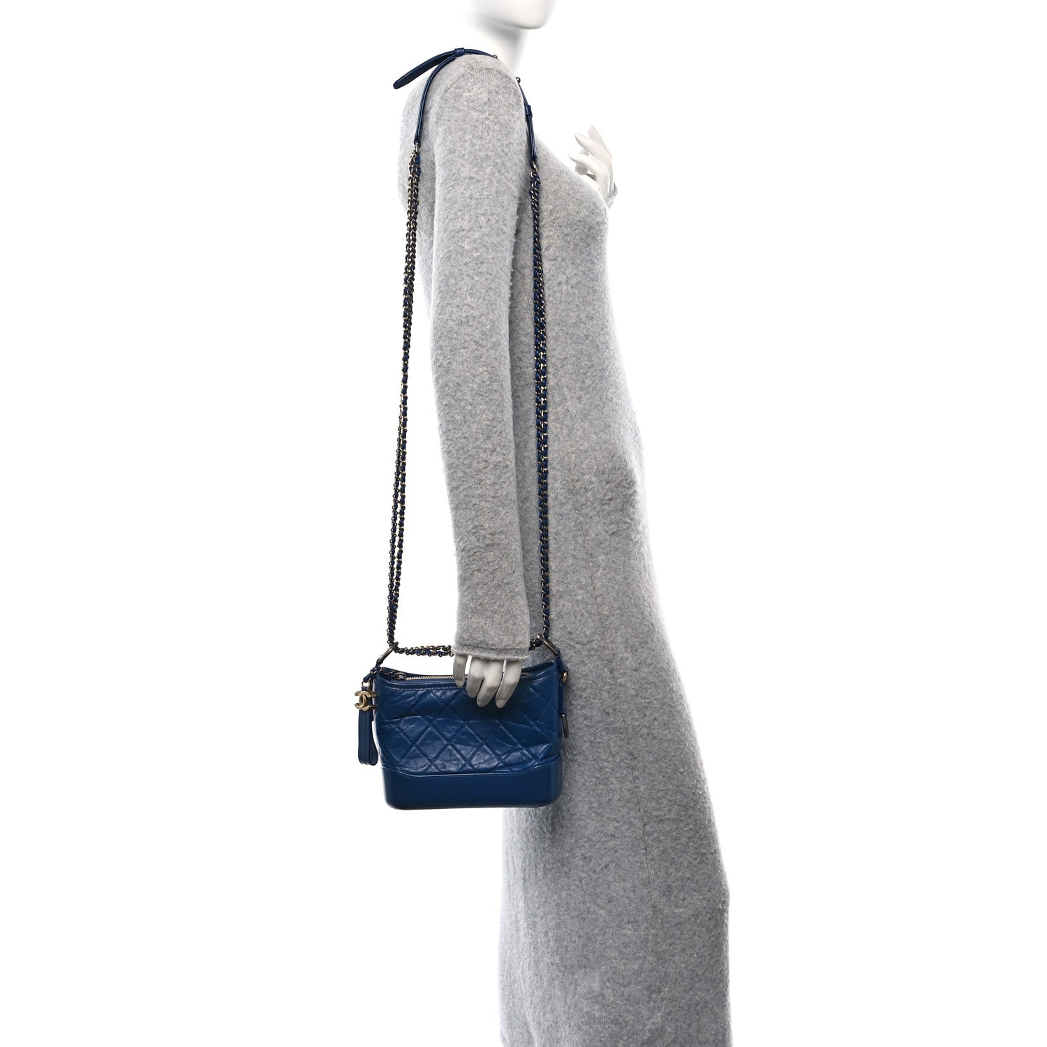 Chanel Aged Calfskin Quilted Small Gabrielle Hobo Blue 2 of 10