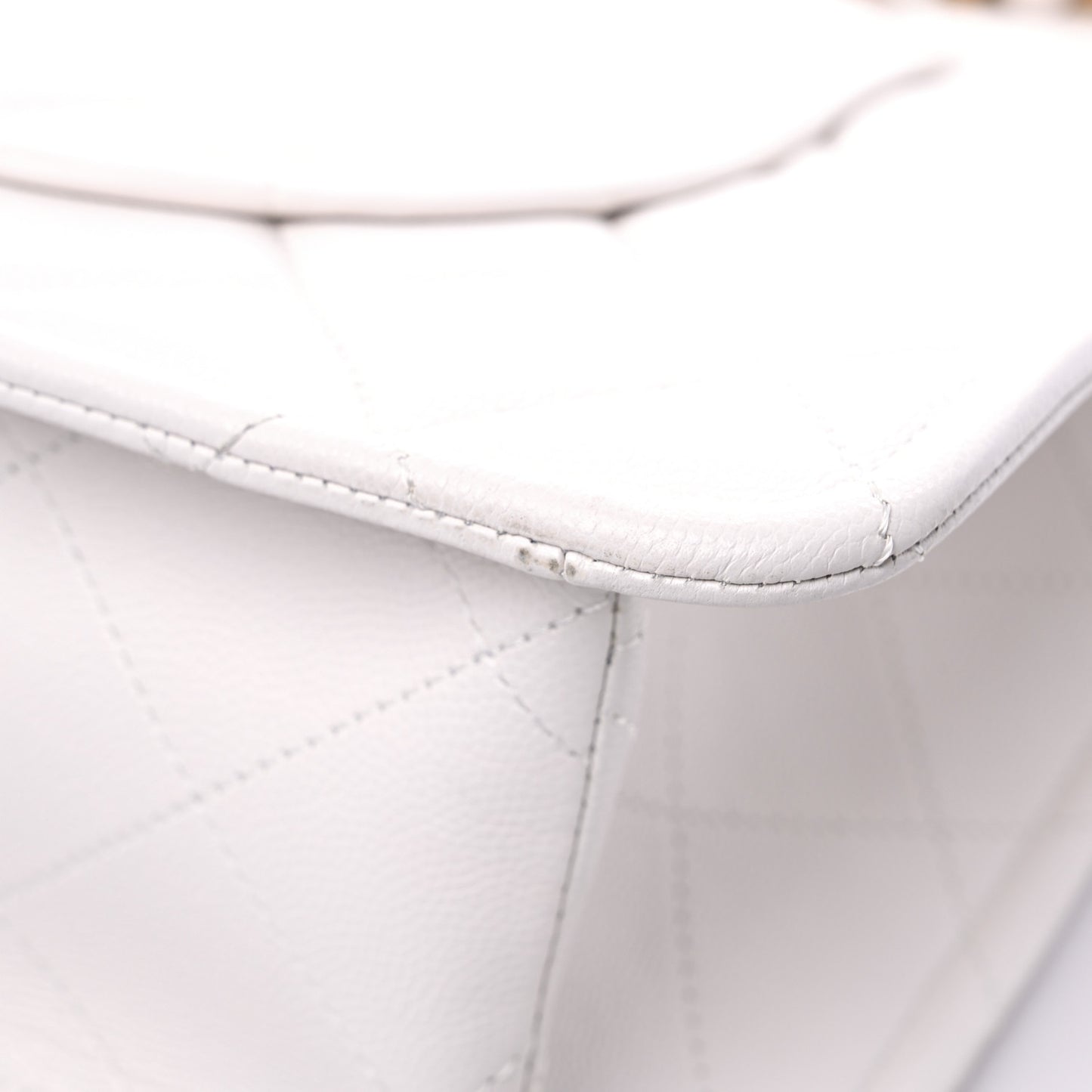 Caviar Quilted Sweet Classic Shopping Tote White
