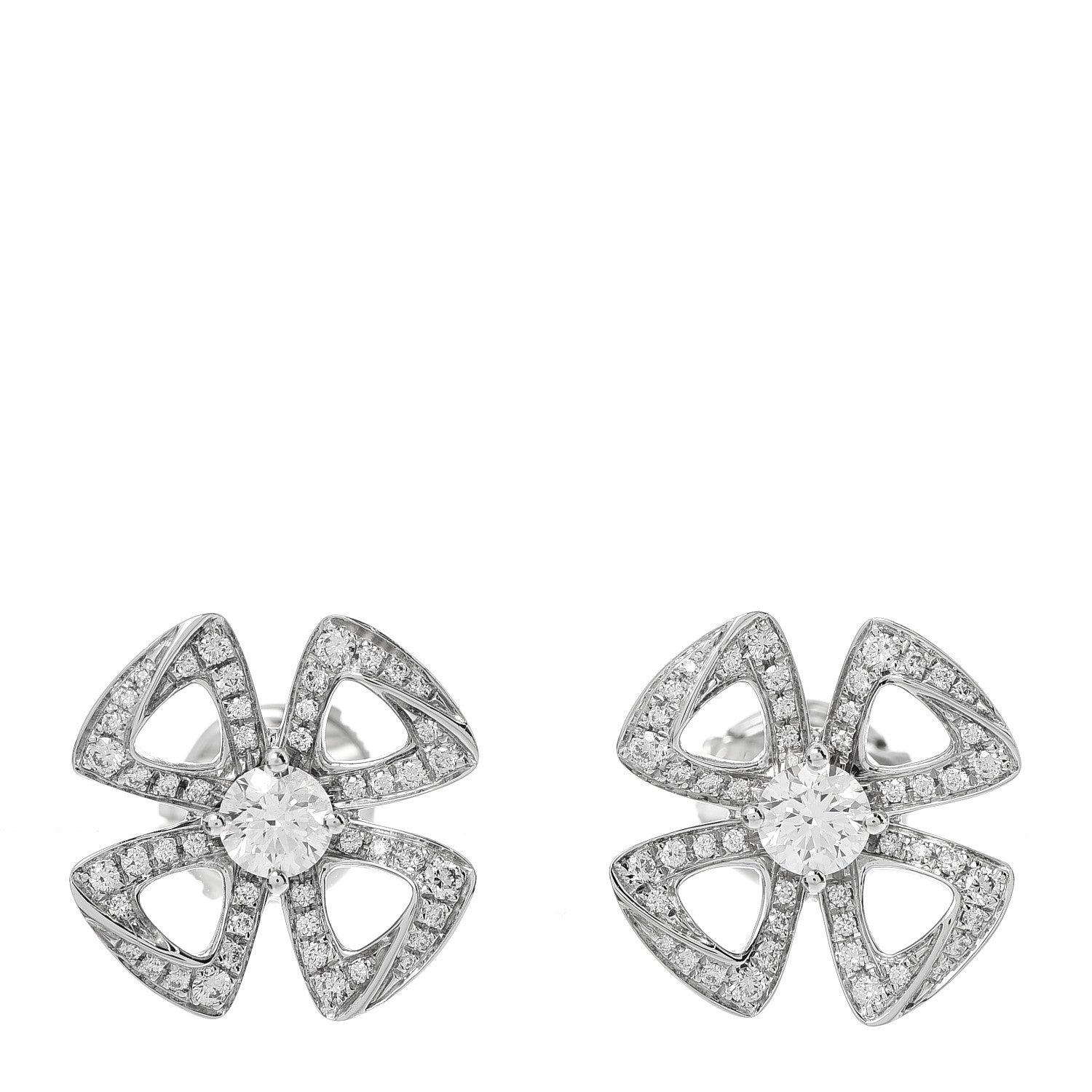 Bulgari 18K White Gold Diamond Fiorever Earrings 1 of 4