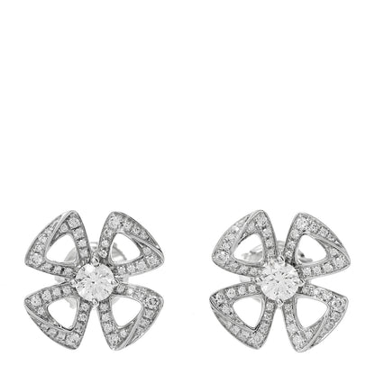 Bulgari 18K White Gold Diamond Fiorever Earrings 1 of 4