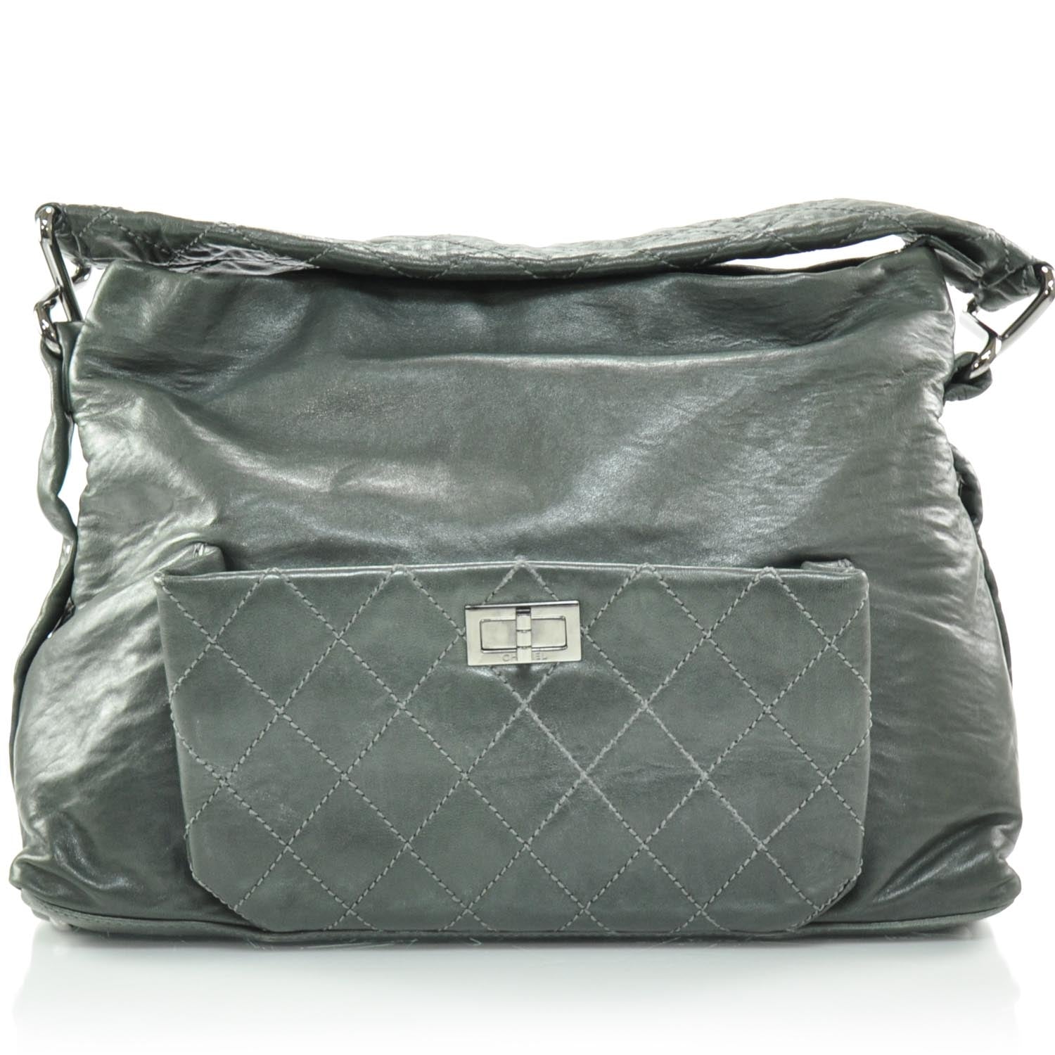 Chanel Quilted Lambskin 8 Knots Hobo Grey 1 of 11