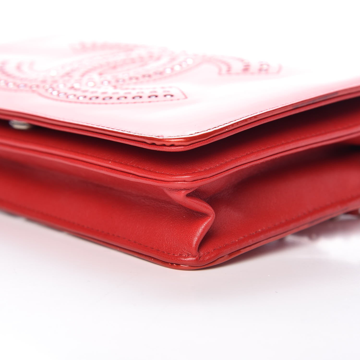 Chanel Patent Strass Wallet On Chain WOC Red 10 of 10