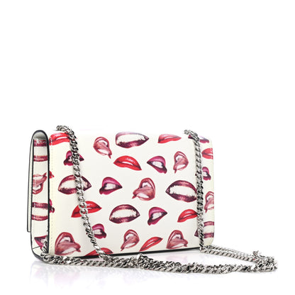Saint Laurent Grain De Poudre Lips Print Small Monogram Kate Satchel White Red 2 of 4
