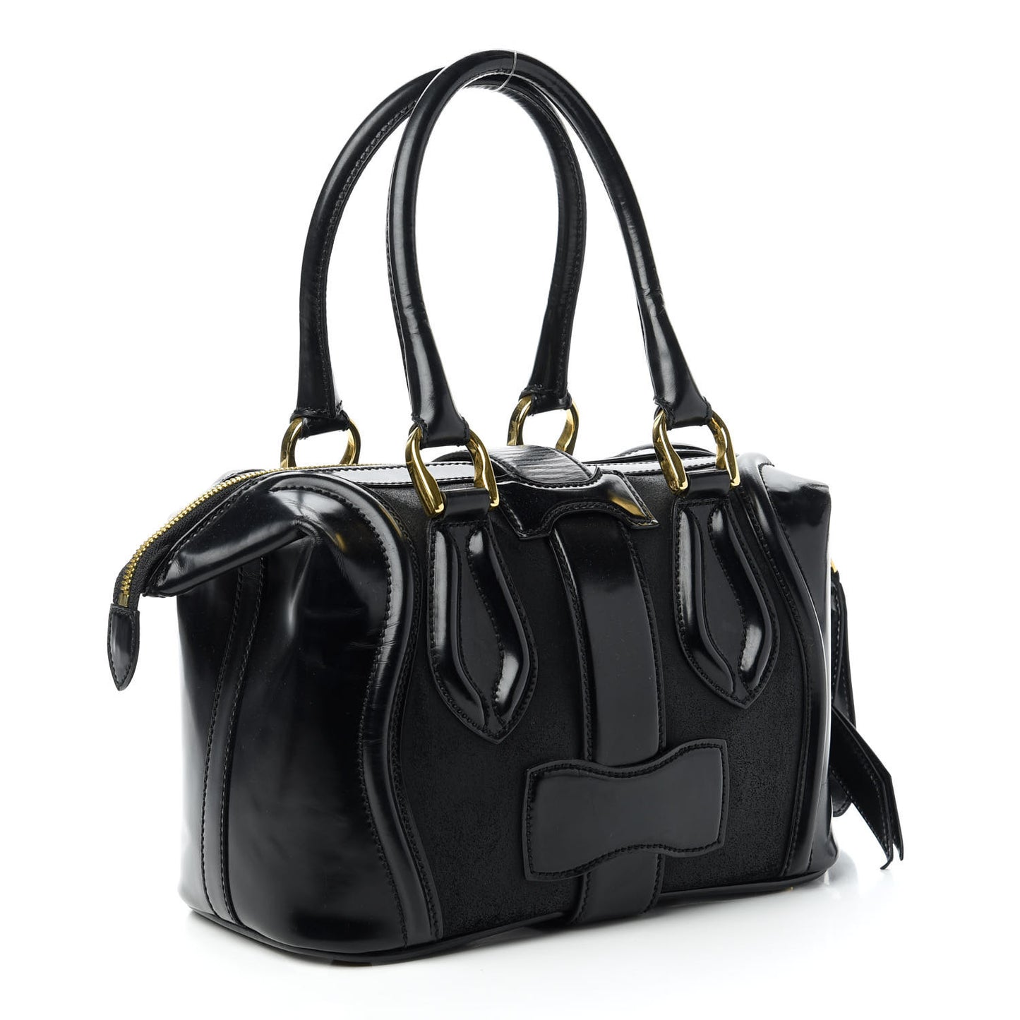 Patent Suede Sac Superb Black