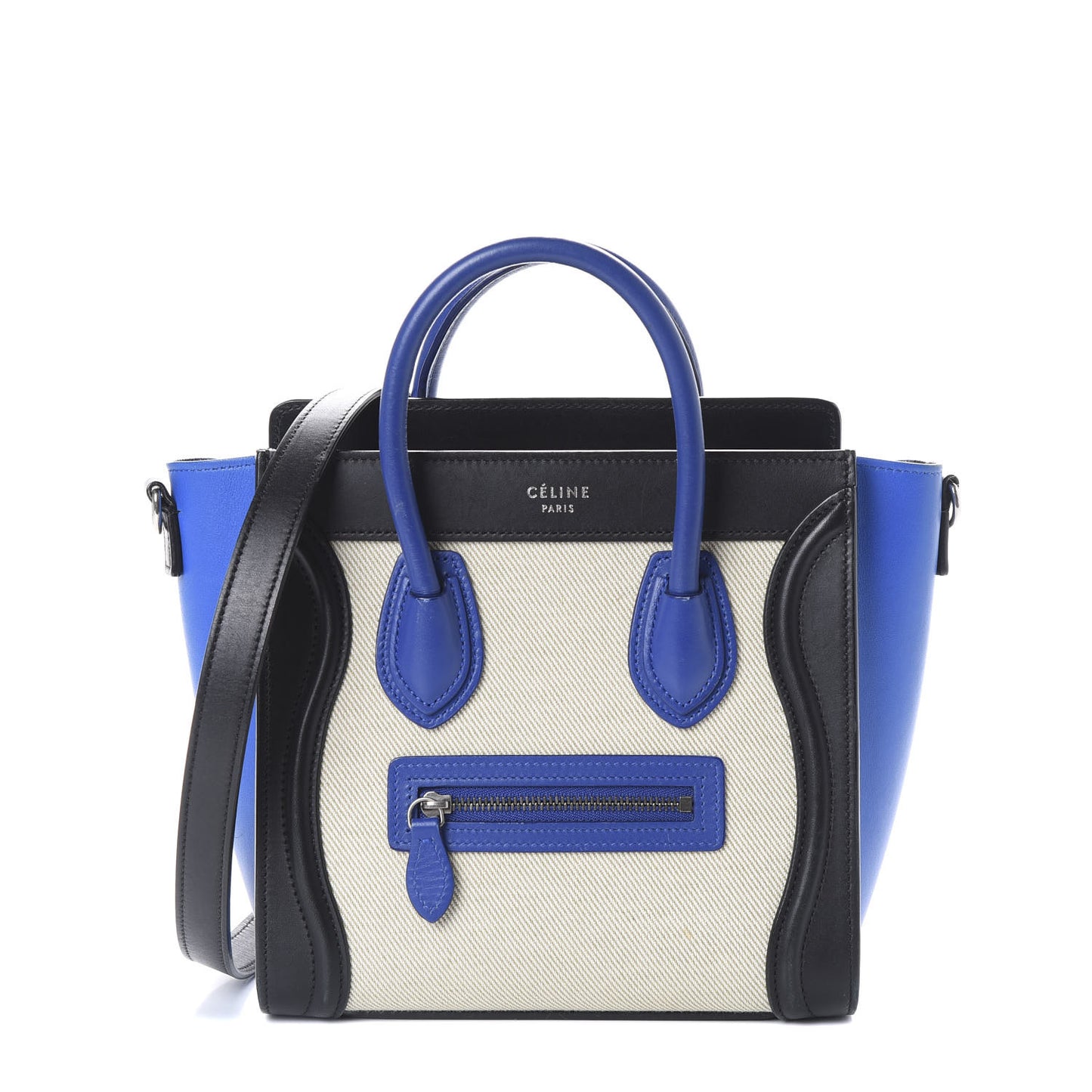Canvas Smooth Calfskin Nano Tri-Color Luggage Natural Blue