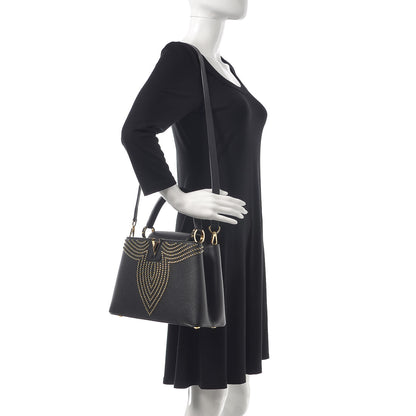 Louis Vuitton Taurillon Fleur De Lys Capucines PM Black 2 of 8