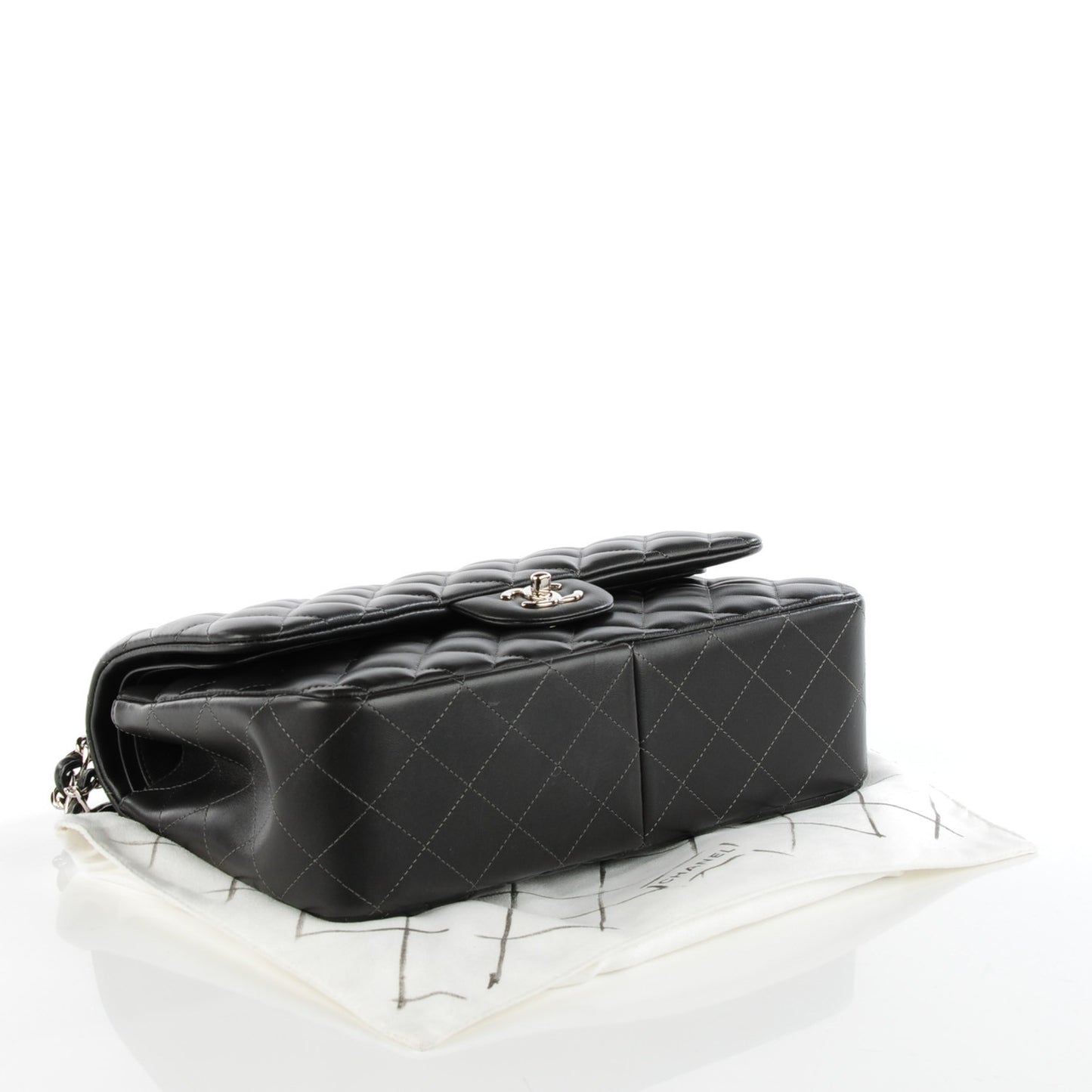 Lambskin Quilted Jumbo Double Flap Dark Grey