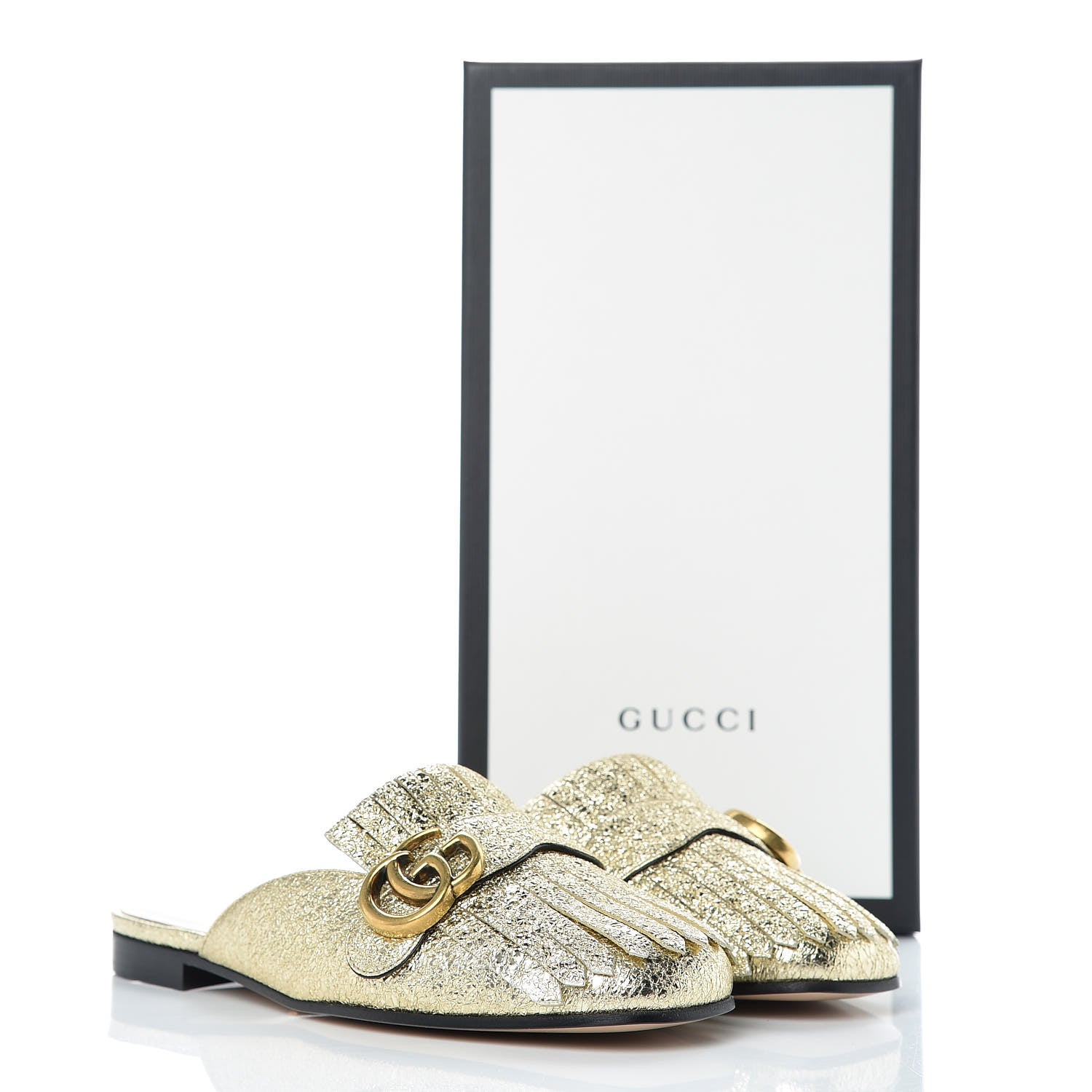 Gucci Galassia Womens GG Marmont Fringe Slippers 37 Platino 8 of 8