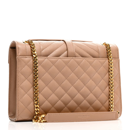 Saint Laurent Grain De Poudre Textured Mixed Matelasse Medium Triquilt Monogram Satchel Nude Powder 3 of 9