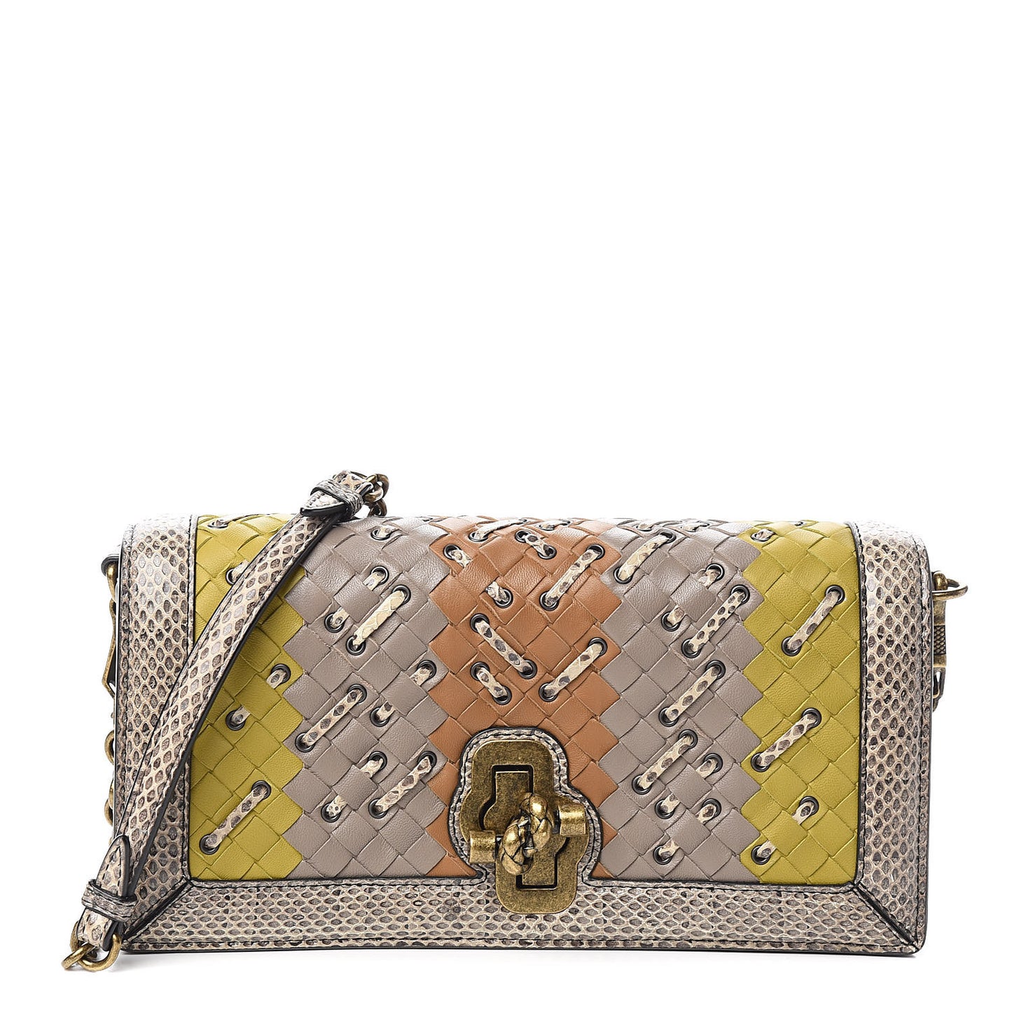 Nappa Ayers Intrecciato Club Stitch Knot Clutch Chamomile