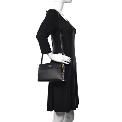 Prada Saffiano City Calfskin Esplanade Crossbody Bag Black 1 of 11