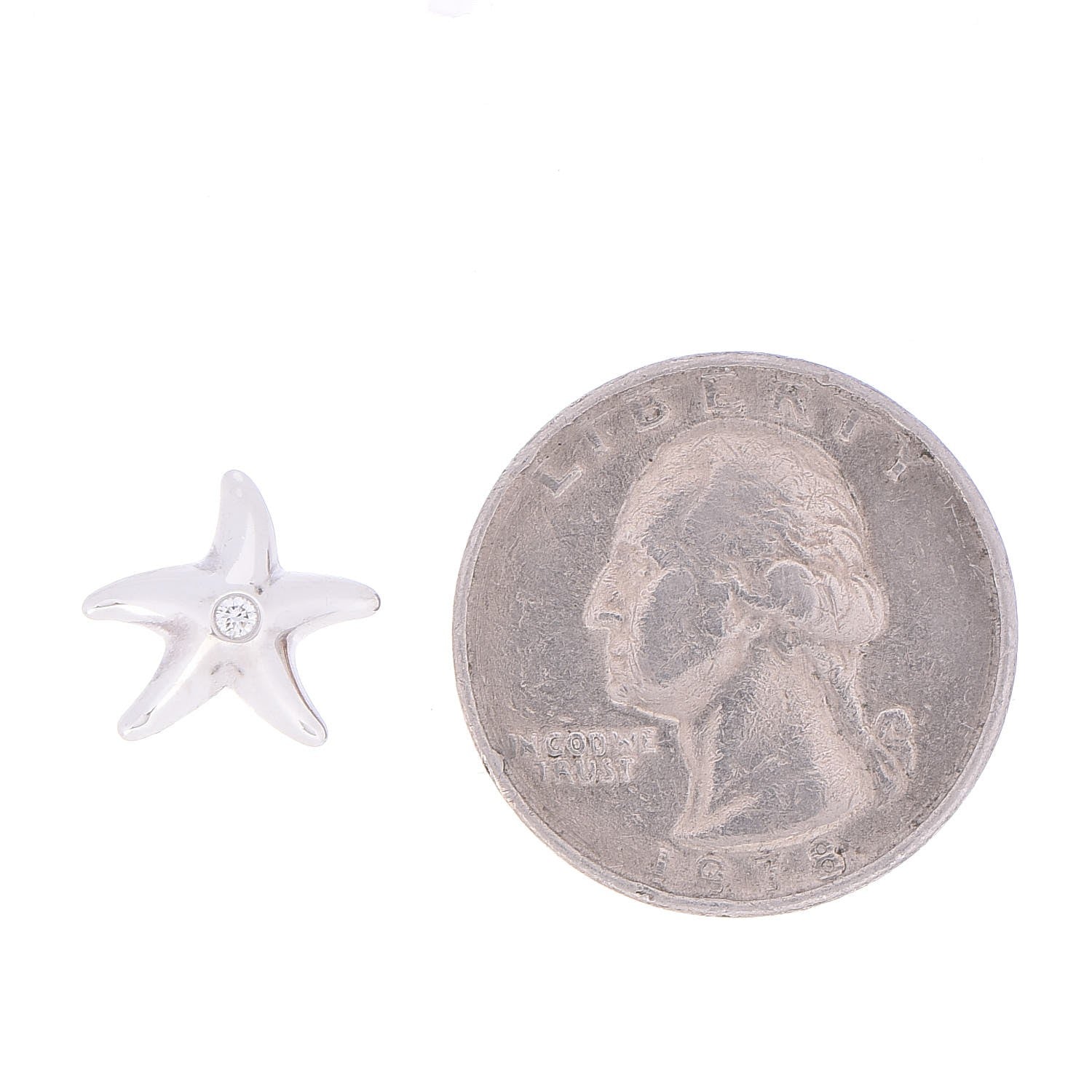 Tiffany Sterling Silver Diamond 12mm Elsa Peretti Starfish Earrings 2 of 7
