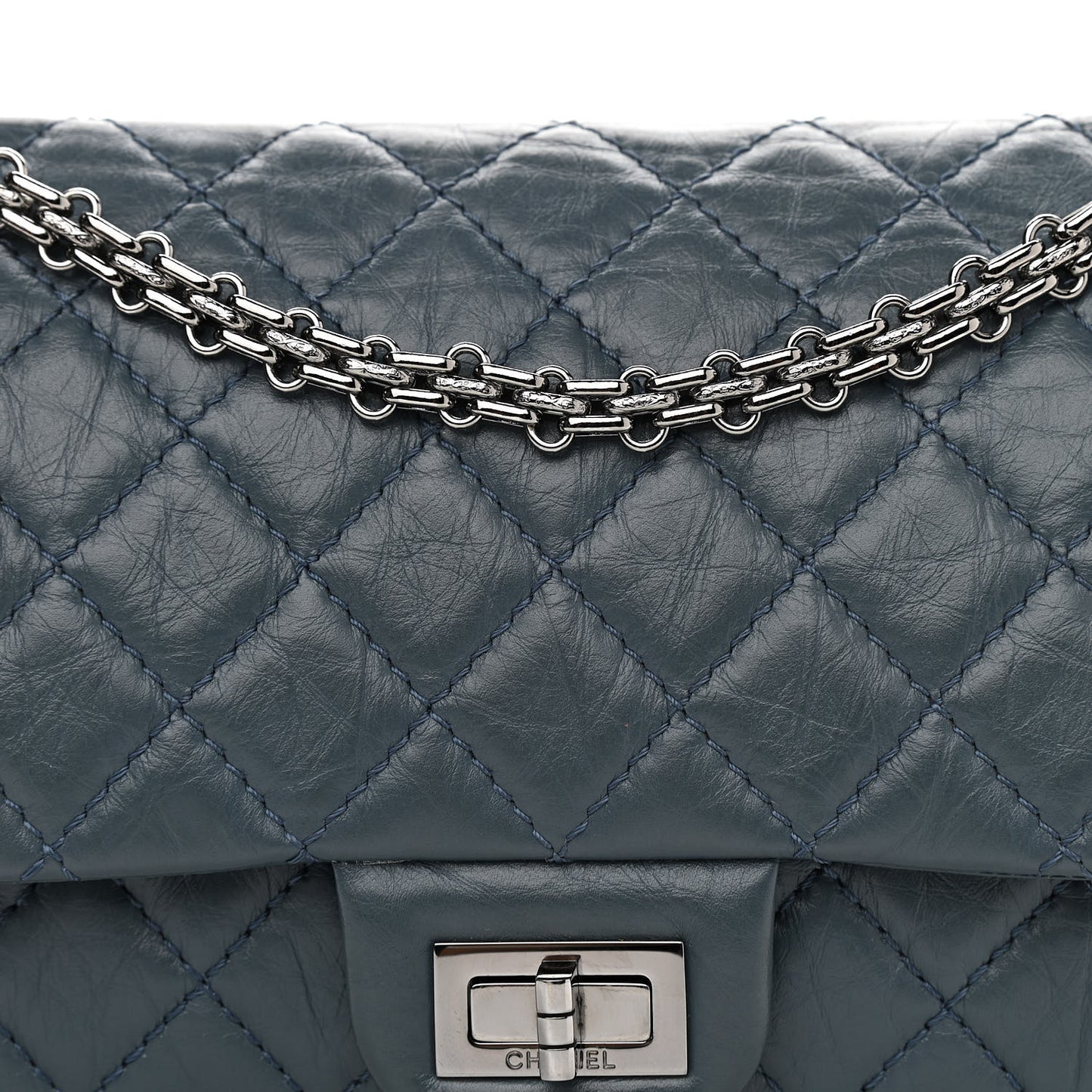 Aged Calfskin Quilted 2.55 Reissue 225 Flap Dark Blue