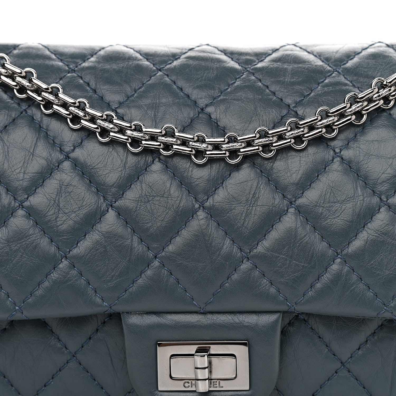 Chanel Aged Calfskin Quilted 2.55 Reissue 225 Flap Dark Blue 8 of 13