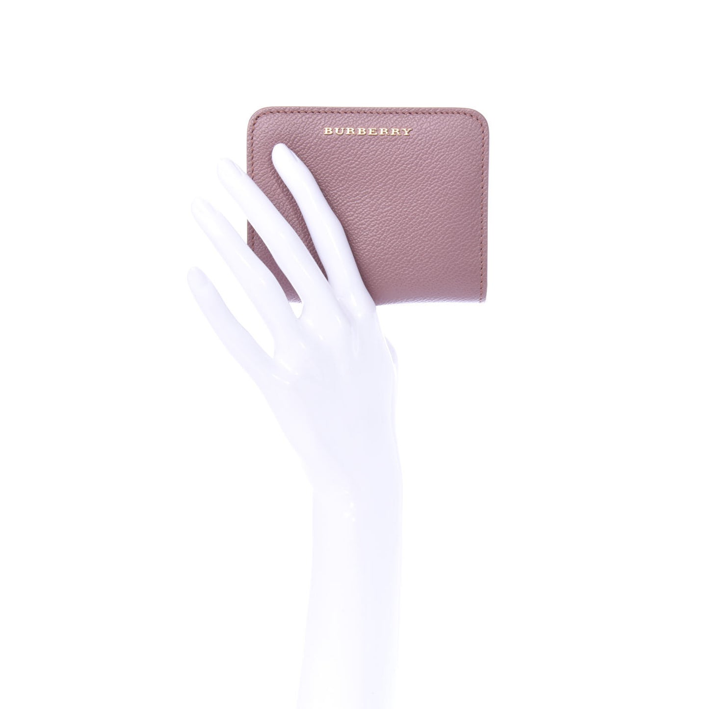 Grainy Calfskin Compact Wallet Pink