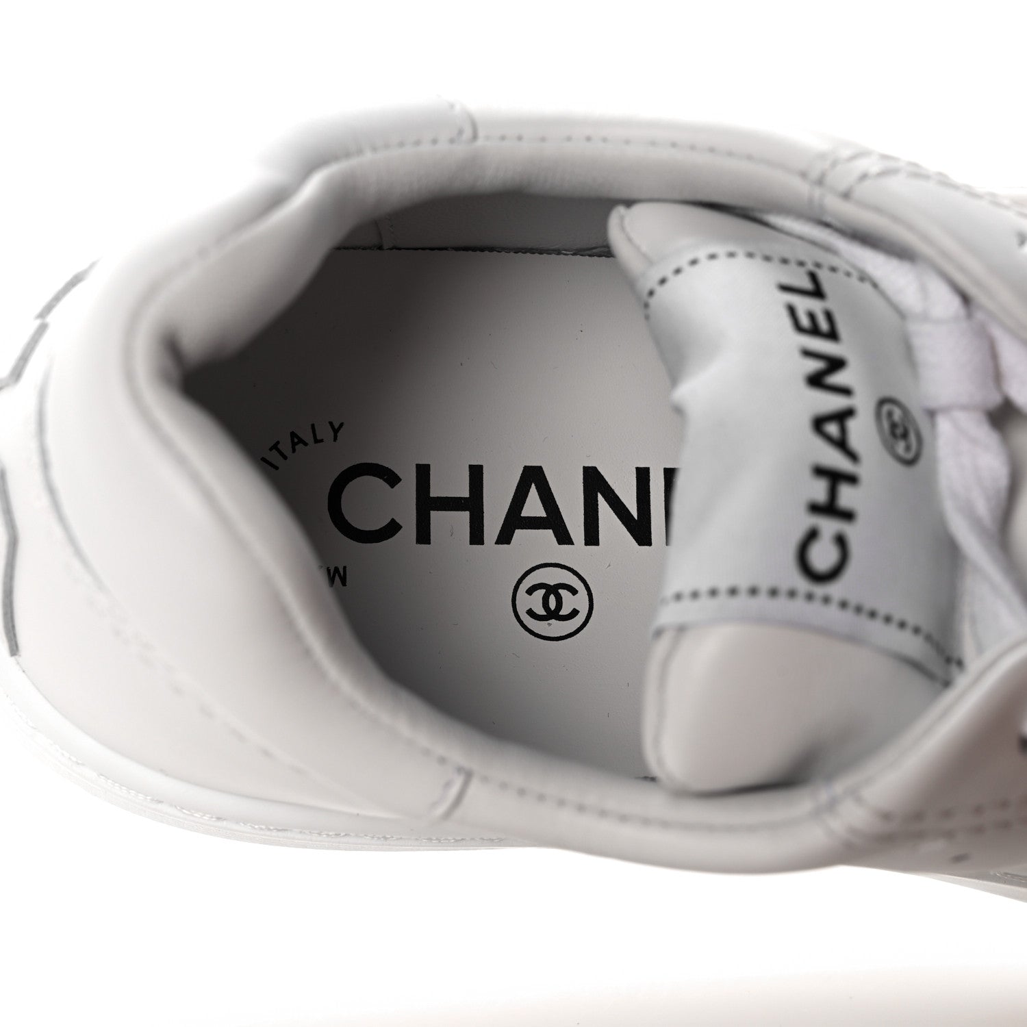 Chanel Grained Calfskin Fabric Womens Logo Sneakers 37 White 7 of 11