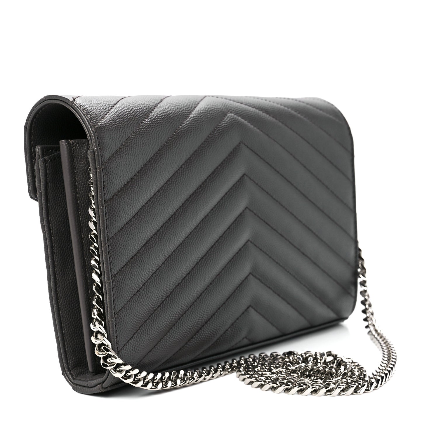 Grain De Poudre Matelasse Chevron Monogram Chain Wallet Earth