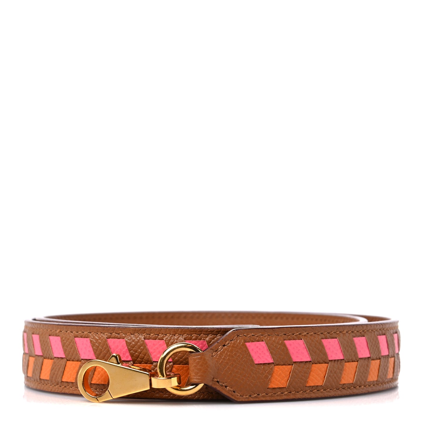 Epsom 25mm Tressage Shoulder Strap Abricot Rose Azalee Gold