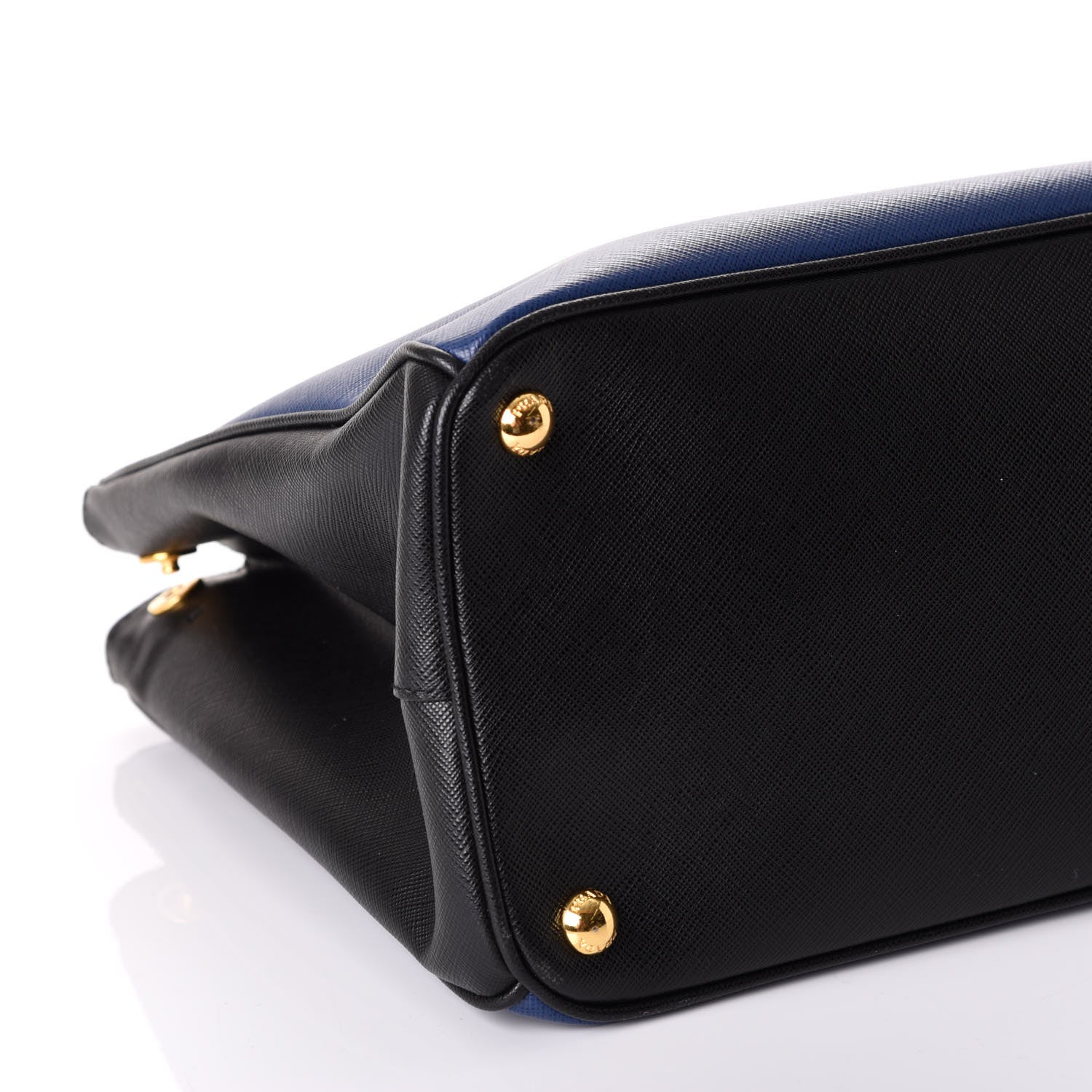 Prada Saffiano Lux Bi-Color Medium Tote Bluette Black 7 of 16