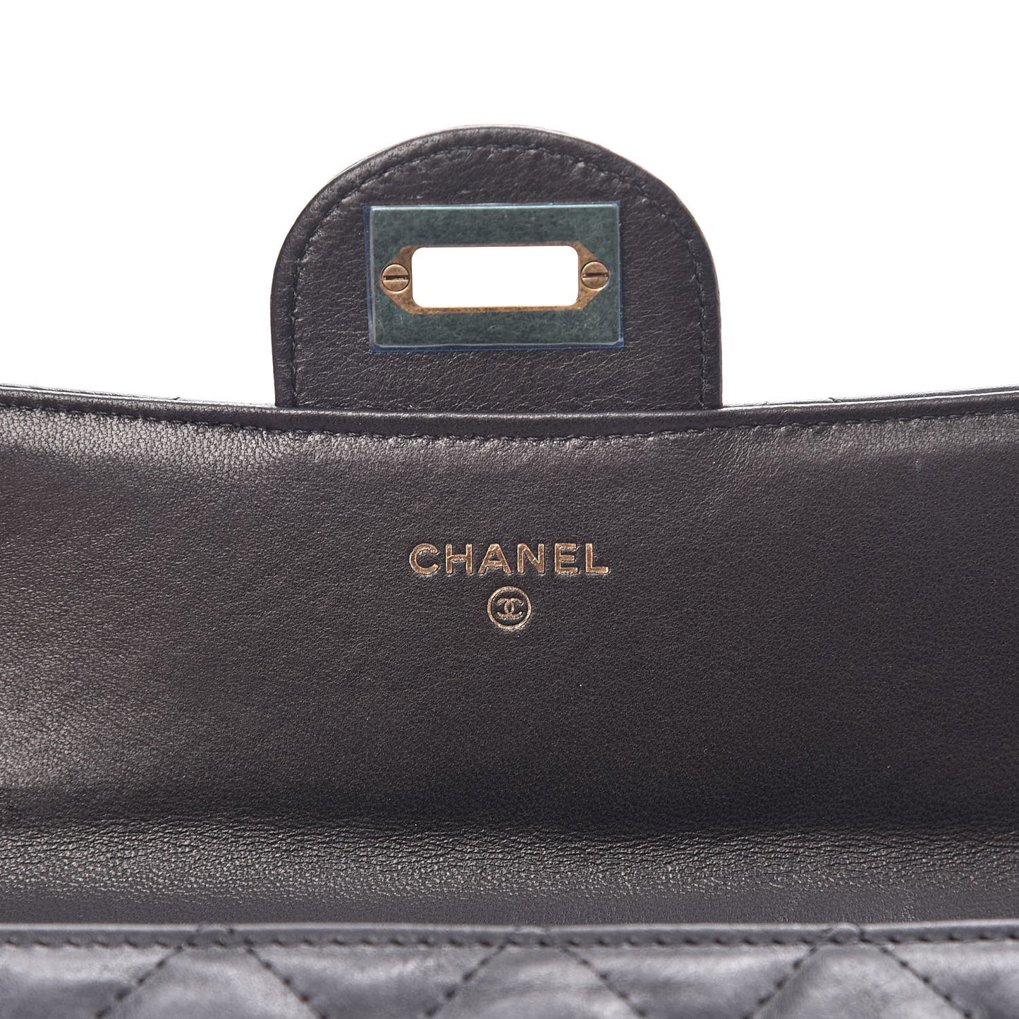 Crumpled Calfskin Quilted Large Reissue Gusset Flap Wallet Black