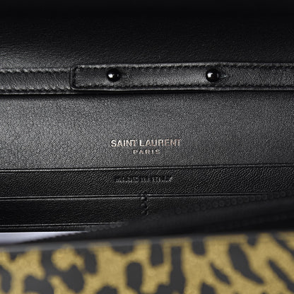 Saint Laurent Patent Glitter Leopard Print Monogram Chain Wallet Leopard Black Light Gold 6 of 9