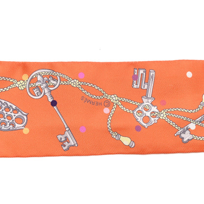 Hermes Silk Les Cles A Pois Twilly Abricot Gris Acier 4 of 4