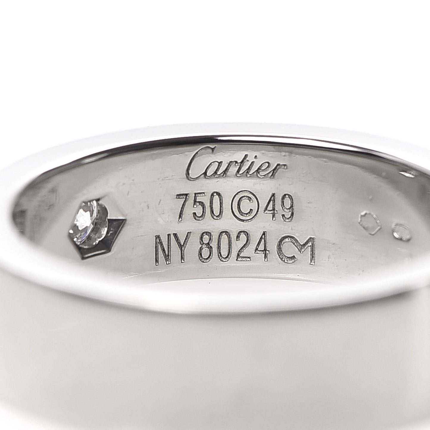 18K White Gold Diamond 5.5mm Christmas LOVE Ring 49 4.75