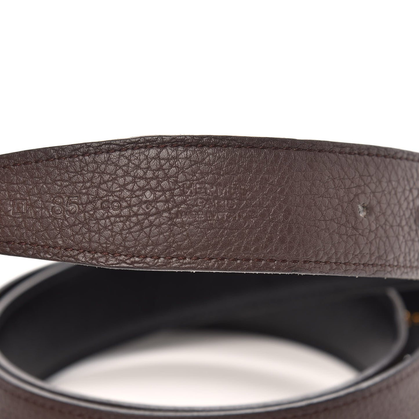 Togo Box 32mm Strie H Belt 85 Chocolate Black