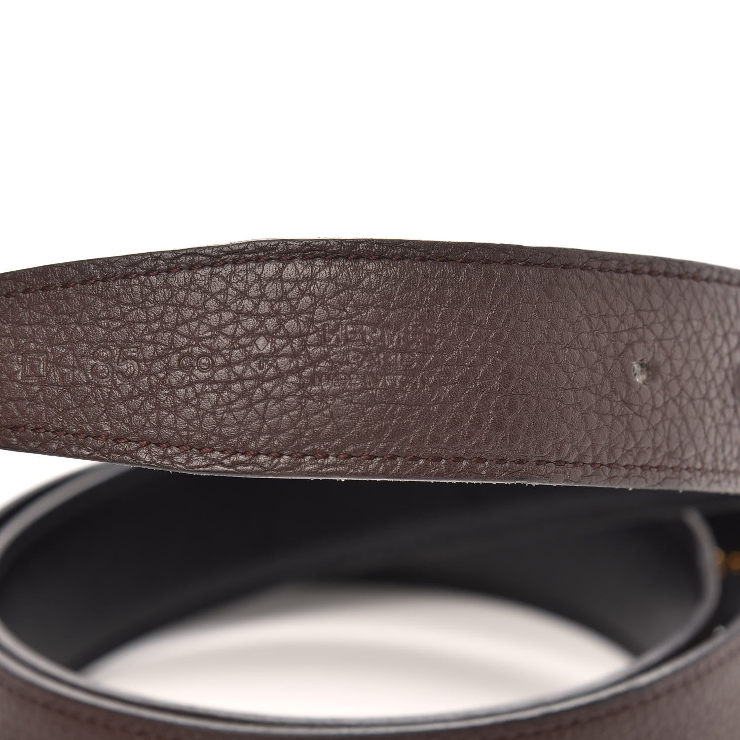 Hermes Togo Box 32mm Strie H Belt 85 Chocolate Black 4 of 6