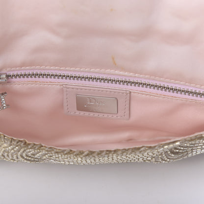 Christian Dior Beaded Fabric Flap Clutch Beige 10 of 10
