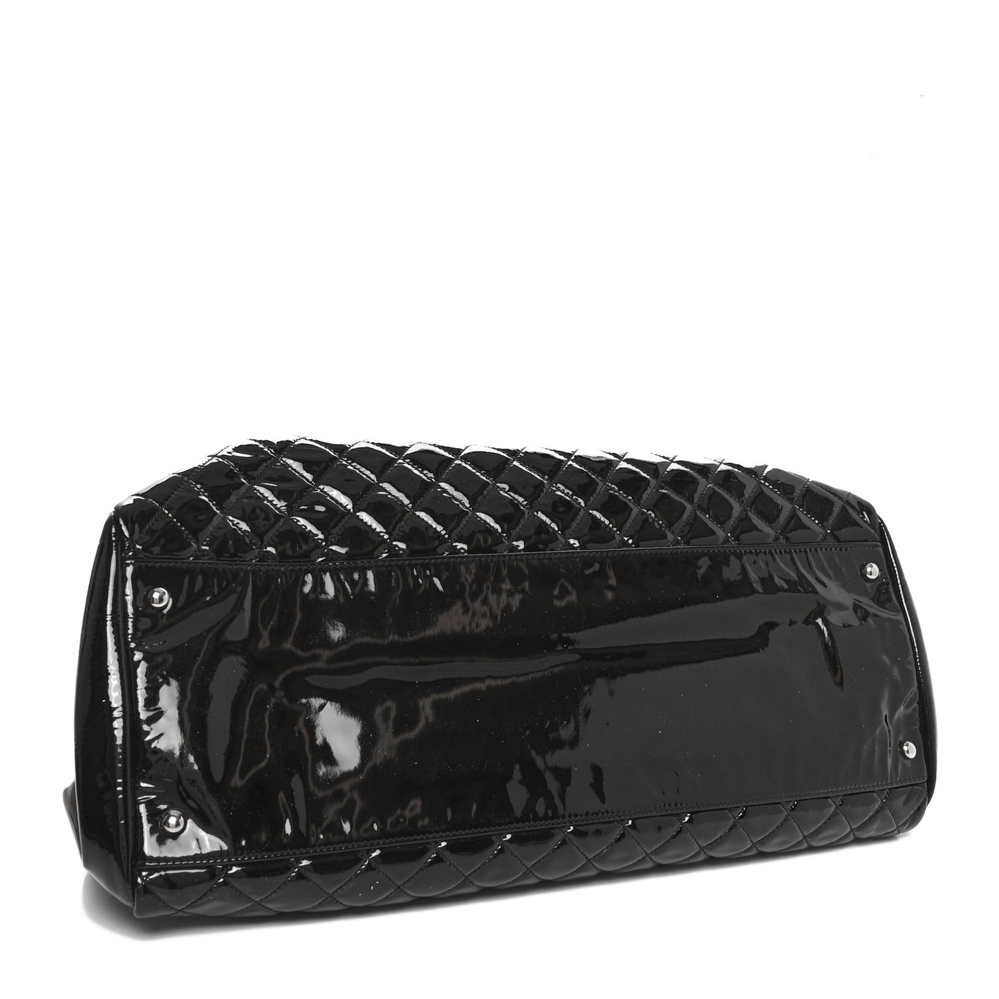Patent Quilted Large Just Mademoiselle Bowling Bag Black