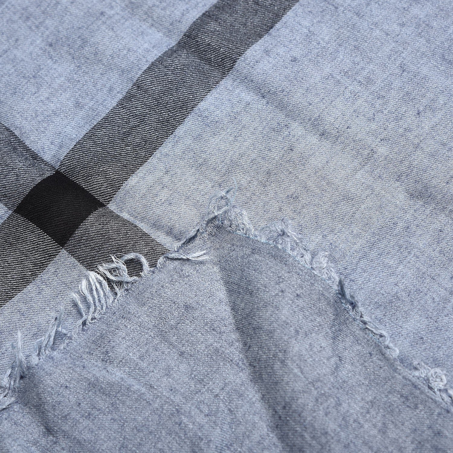 Burberry Modal Wool Overdyed Chambray Check Square Scarf Dusty Blue 4 of 4