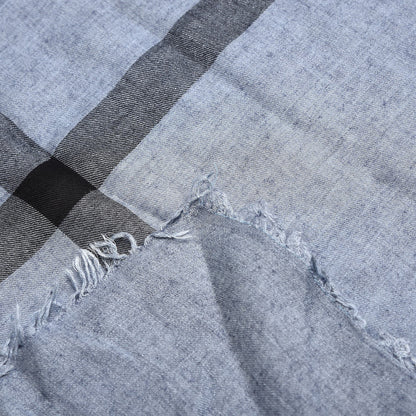 Burberry Modal Wool Overdyed Chambray Check Square Scarf Dusty Blue 4 of 4