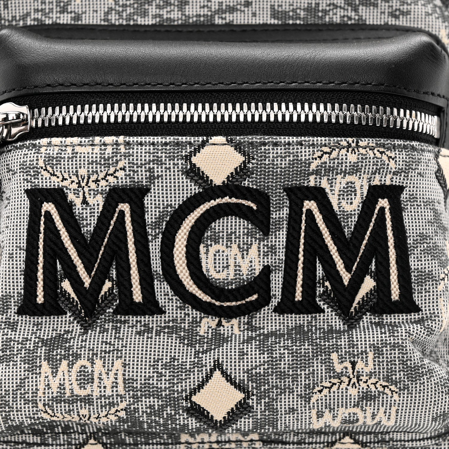 MCM Jacquard Monogram Mini Backpack Grey 6 of 19