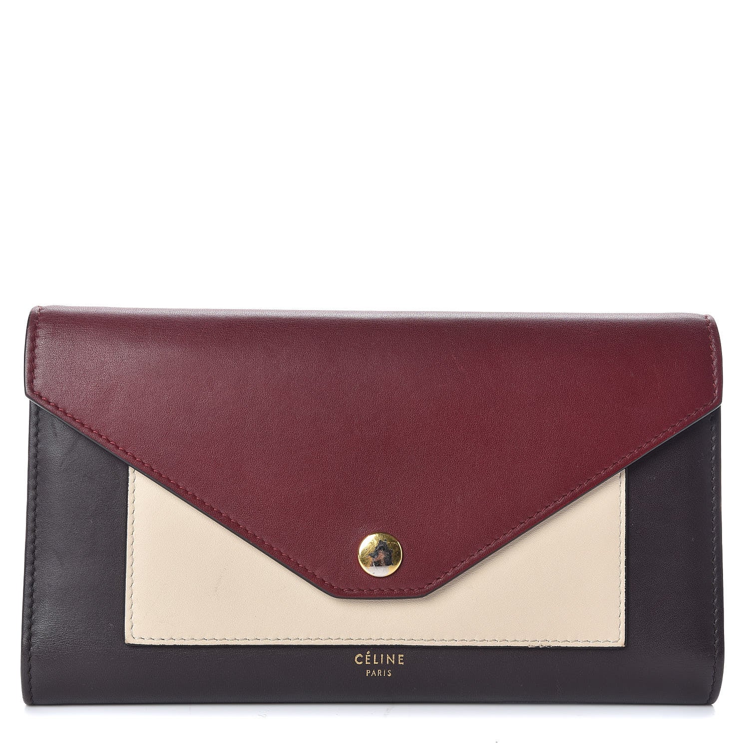 Celine Smooth Calfskin Pocket Tri-Fold Multifunction Envelope Flap Wallet Dark Rust 1 of 9