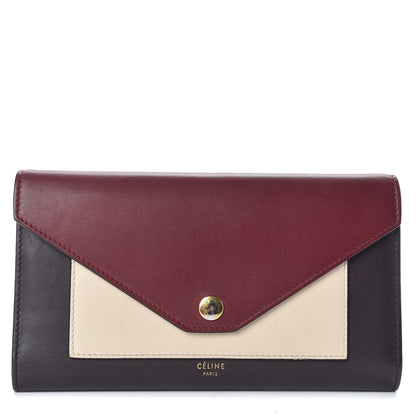 Celine Smooth Calfskin Pocket Tri-Fold Multifunction Envelope Flap Wallet Dark Rust 1 of 9