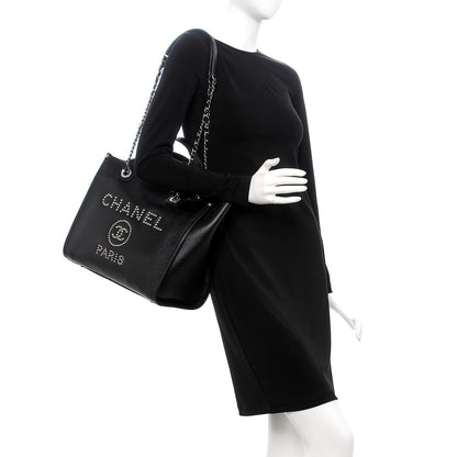 Chanel Caviar Small Studded Deauville Tote Black 2 of 9