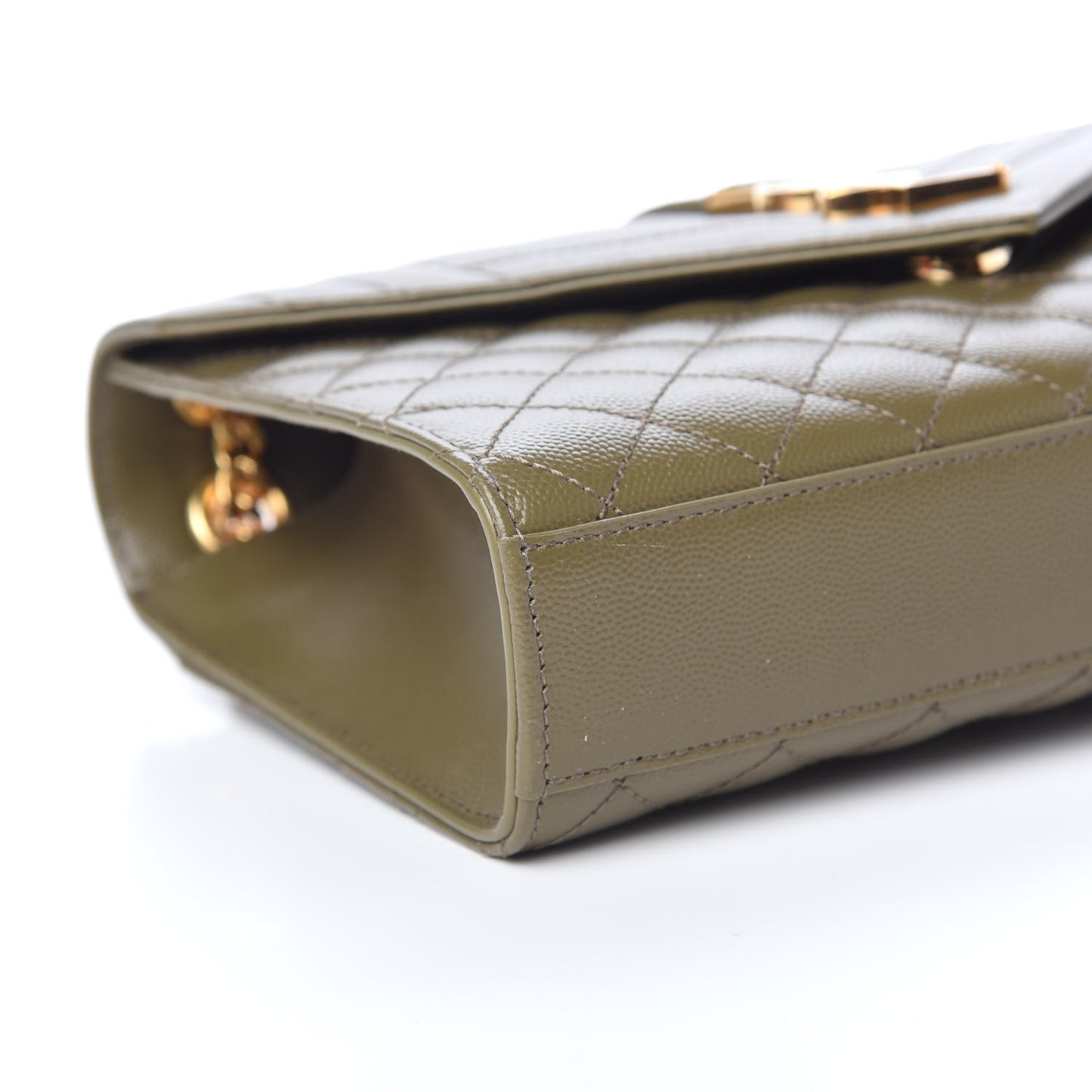 Grain De Poudre Textured Mixed Matelasse Medium Triquilt Monogram Satchel Vert Kaki