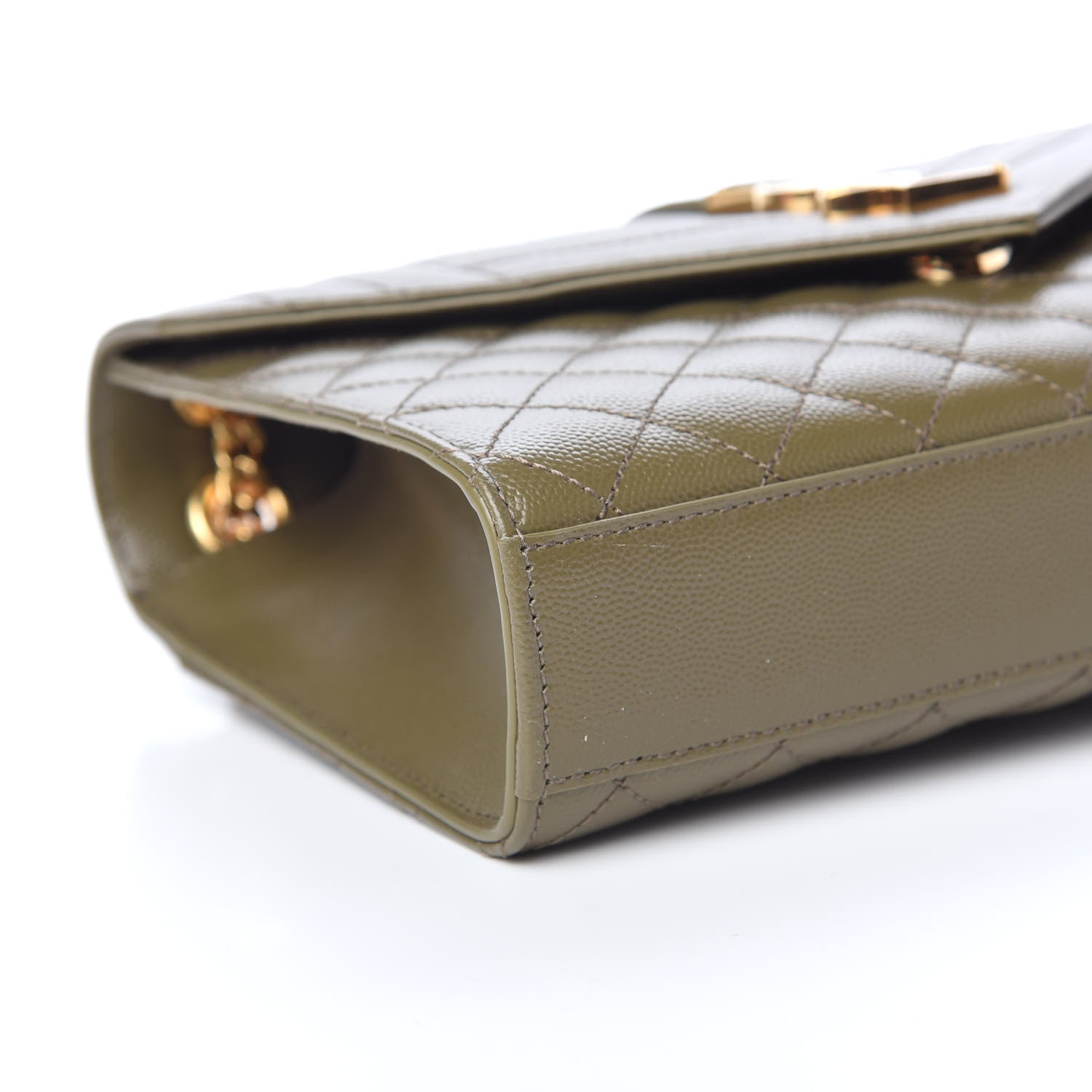 Saint Laurent Grain De Poudre Textured Mixed Matelasse Medium Triquilt Monogram Satchel Vert Kaki 8 of 9