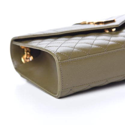 Saint Laurent Grain De Poudre Textured Mixed Matelasse Medium Triquilt Monogram Satchel Vert Kaki 8 of 9