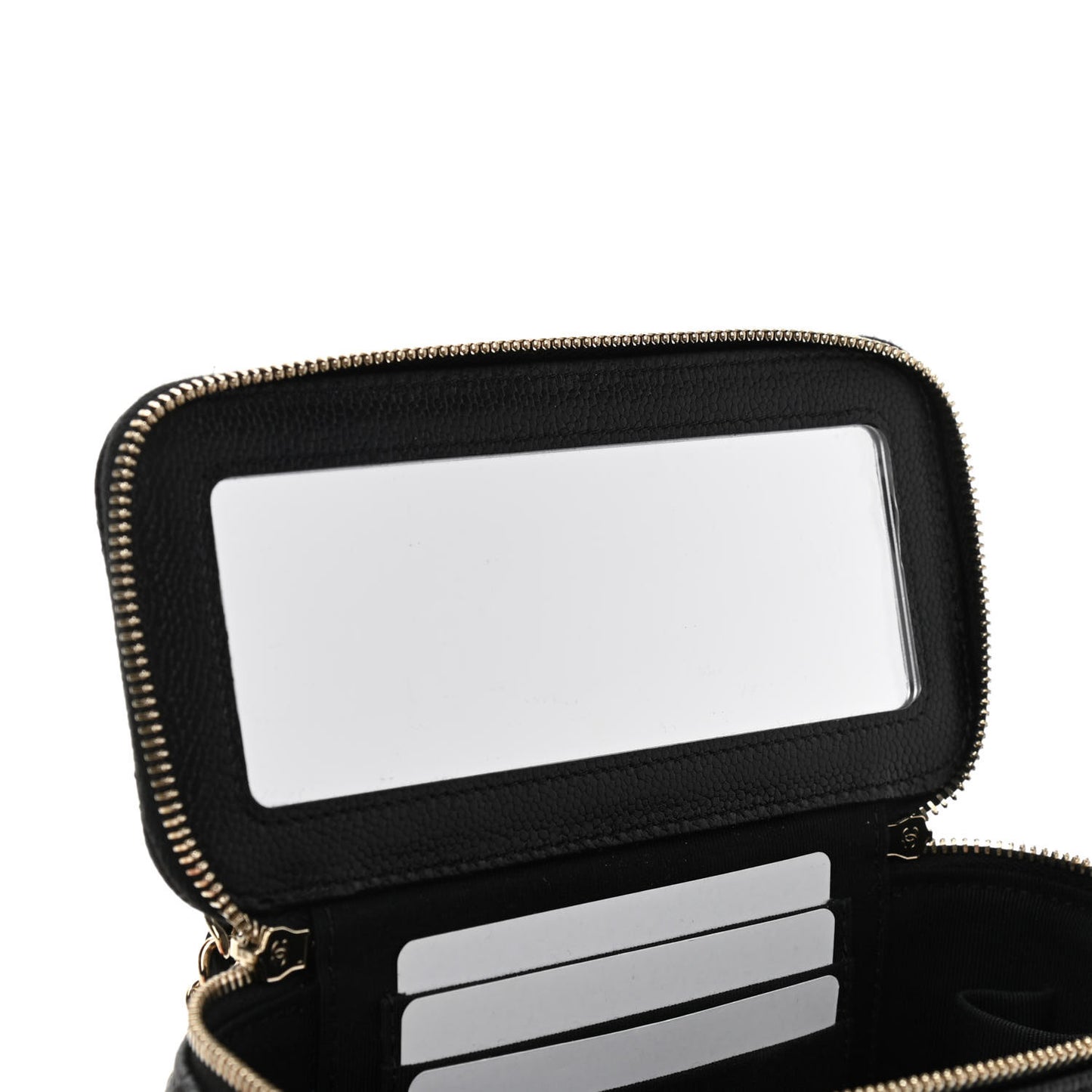 Caviar Quilted Small Tiny CC Vanity Case With Chain Black