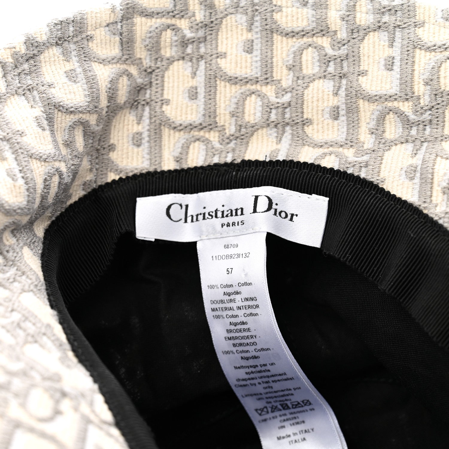 Christian Dior Oblique Bucket Hat 57 Grey 8 of 9