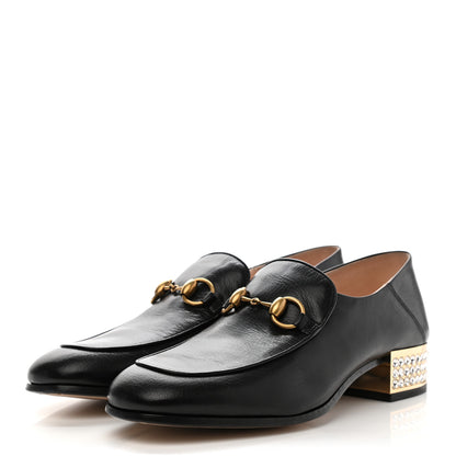 Gucci Goatskin Crystal Womens Horsebit Loafers 39.5 Black 3 of 8