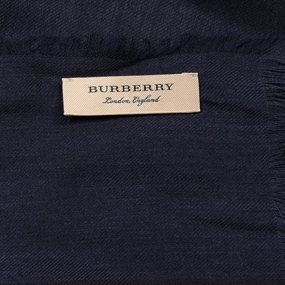 Burberry Silk Modal Wool Cashmere London Check Lightweight Square Scarf Navy 4 of 4