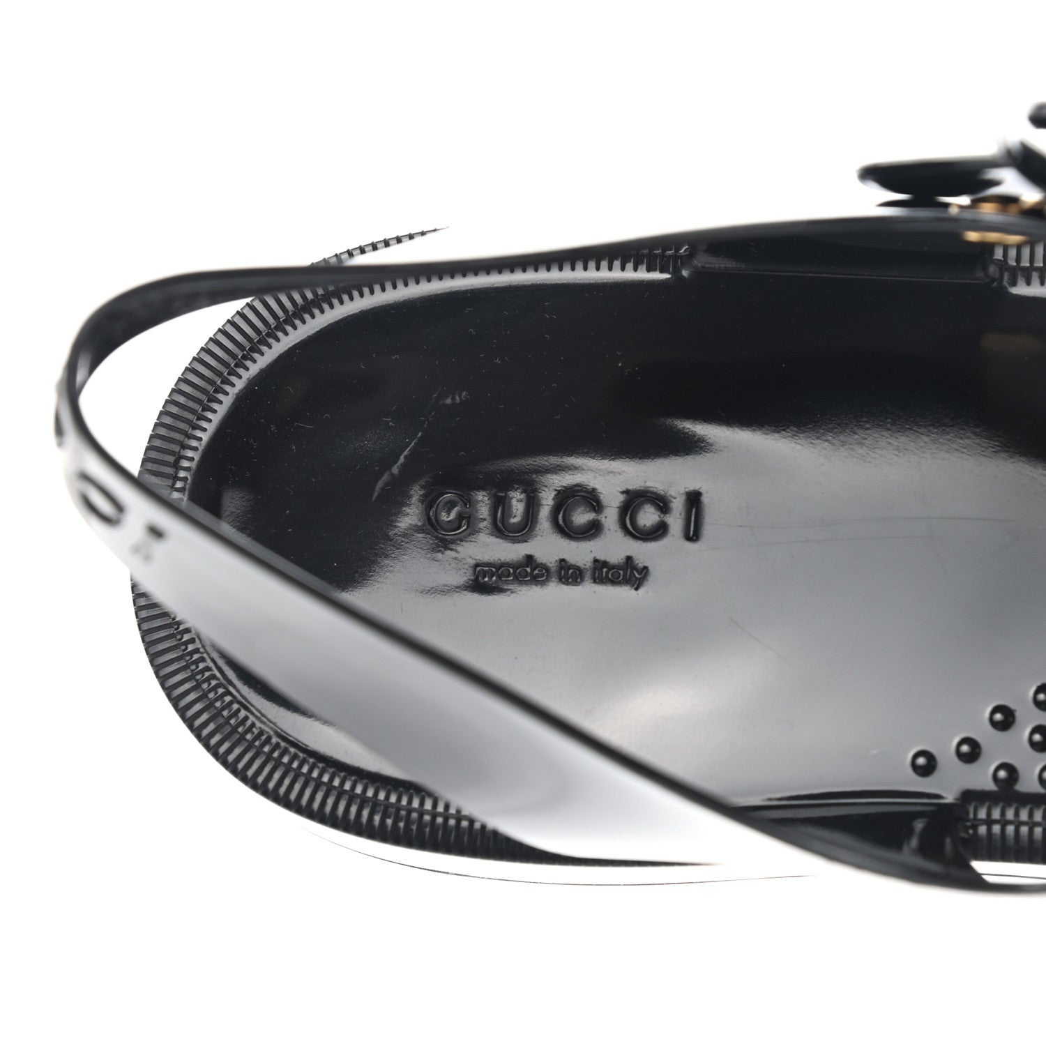 Gucci Shiny Rubber Double G Buckle Strap Sandals 40 Black 11 of 16