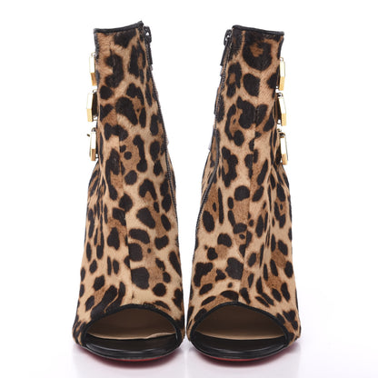 Christian Louboutin Pony Hair Leopard Veau Velours Triboclou 100 Ankle Boots 37 Black 2 of 10