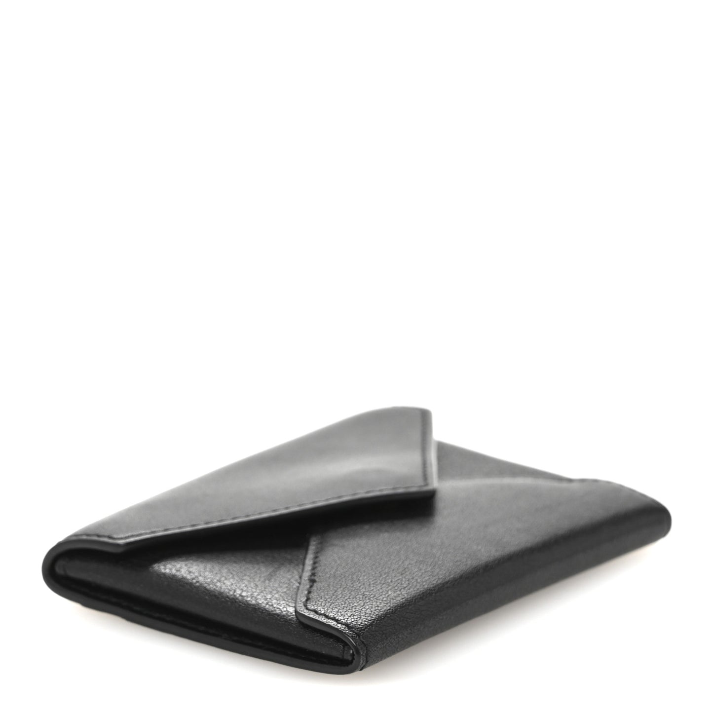 Lambskin Flap Envelope Card Case Black