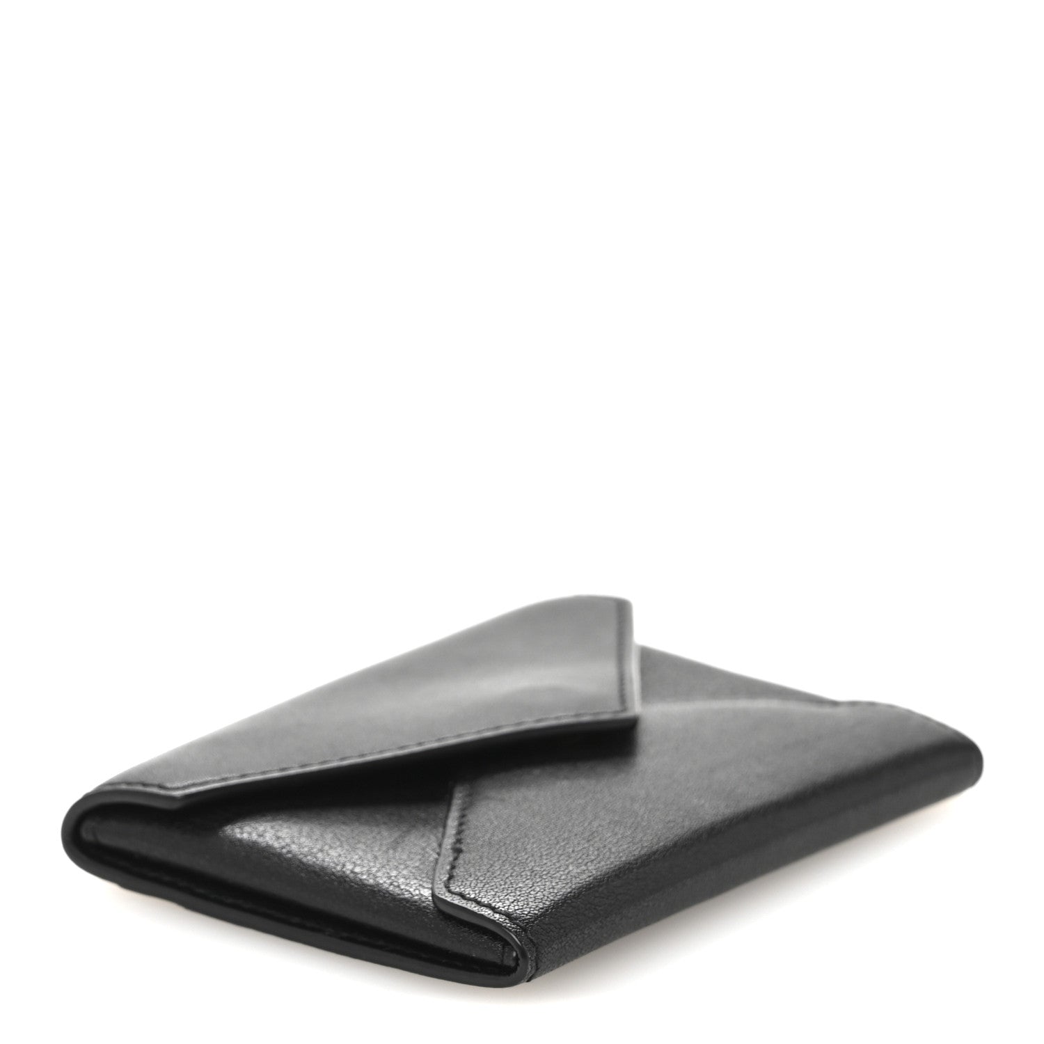 Saint Laurent Lambskin Flap Envelope Card Case Black 4 of 9
